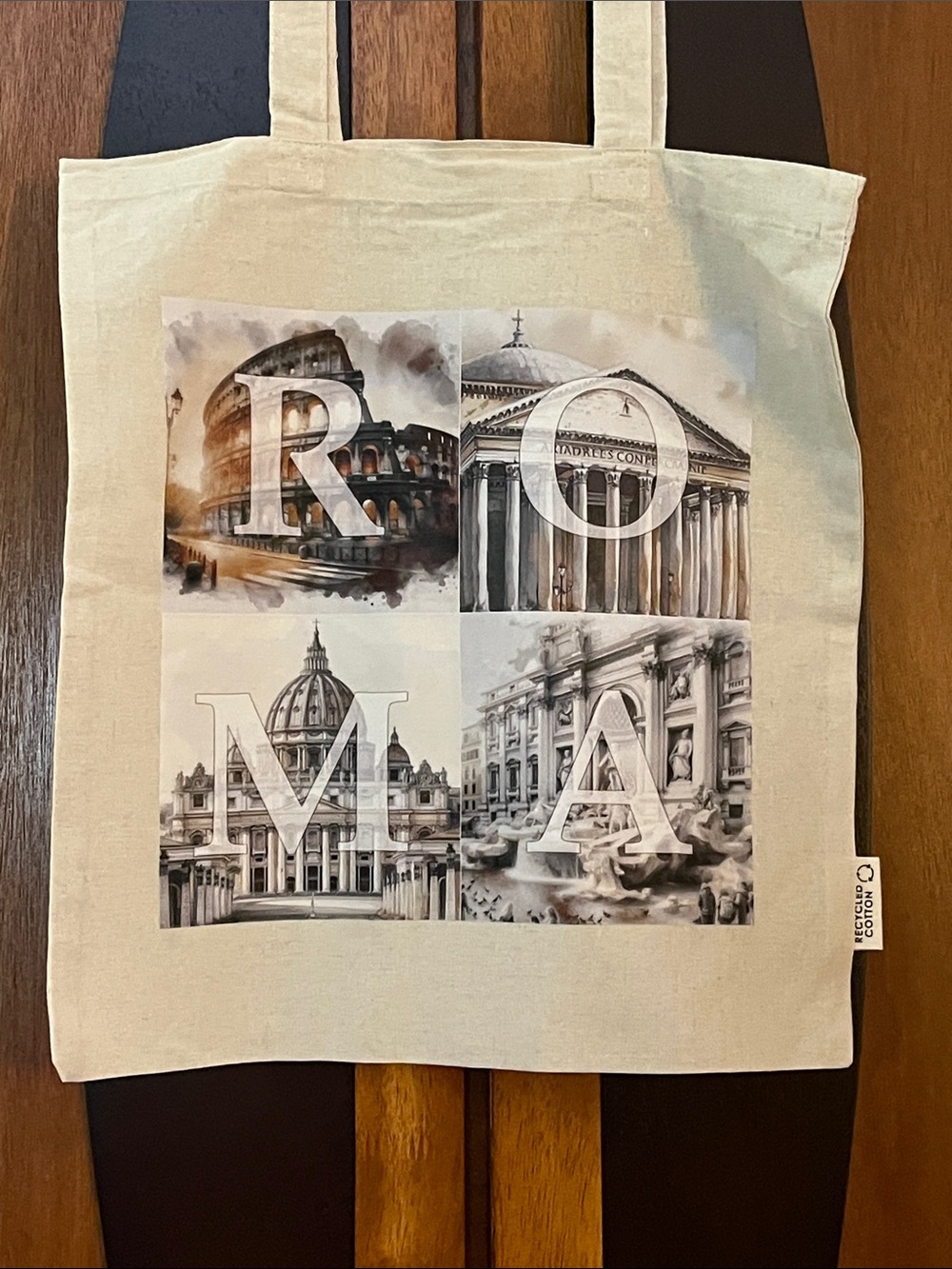 #26 Roma Illustrated Canvas Tote Bag - Muted Color Print